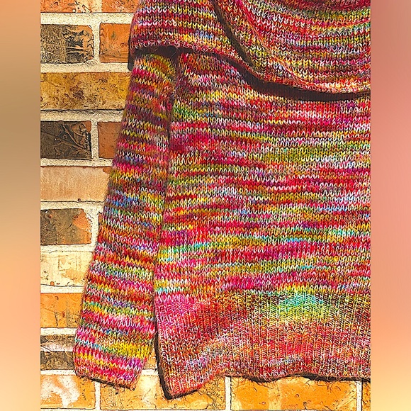 Lane Bryant Rainbow Mix Of Colors Chunky Sweater.Cowl Neck. Woman’s Size 14-16. - Picture 7 of 8
